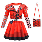 Descendants Red Costumes Girl Halloween Costumes The Rise of Red Cosplay Dress  3-12Y