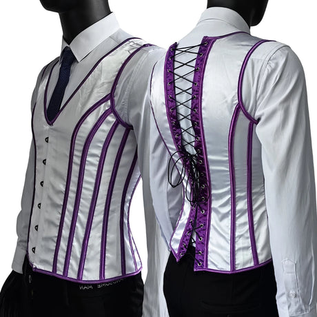 Men's Formal Boned Waistcoat Corset Vest Lace Up Burlesque Performance Stage Costume