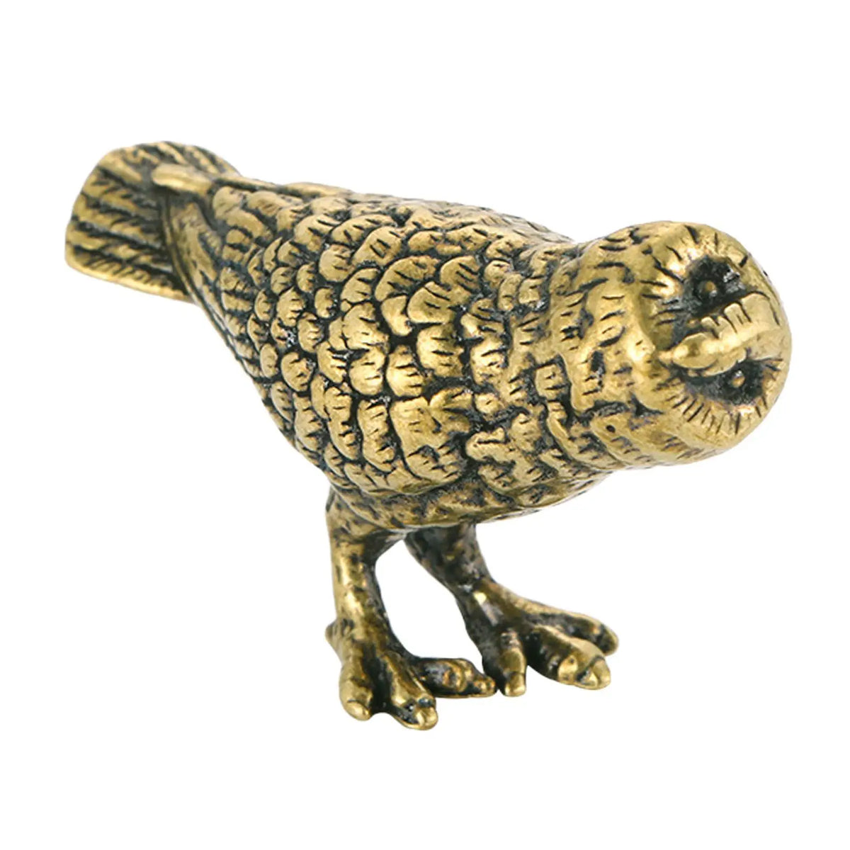 Curious Owl Figurine Brass Animal Desktop Figurine Tea Pet