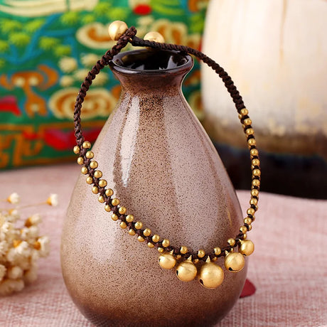 Bohemian Handmade Bells Natural Stone Beads Anklet