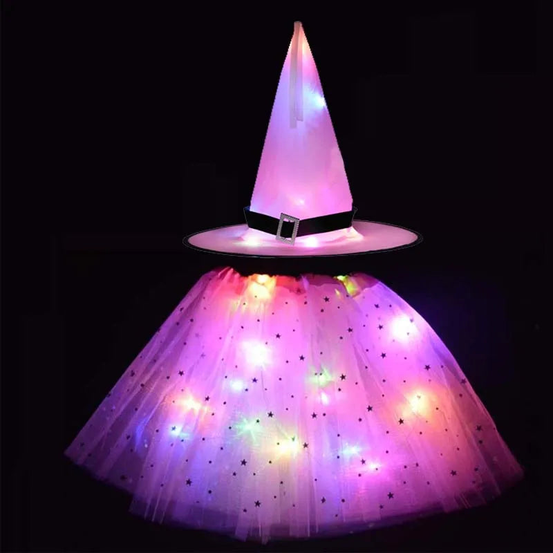 LED Witch Stars Tutu Skirt Glow Party Costumes Halloween