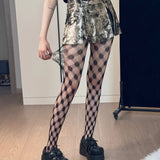 Diamond Check Fishnet Tights Pantyhose