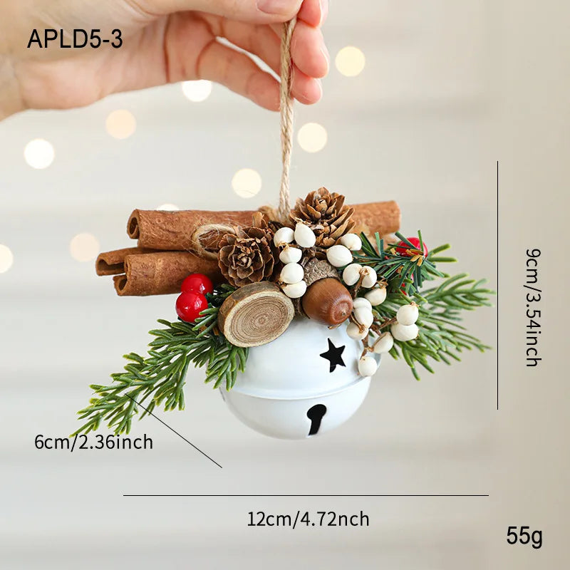 Christmas Bell Antlers Bow Pinecone Bell Christmas Hanging Decoration