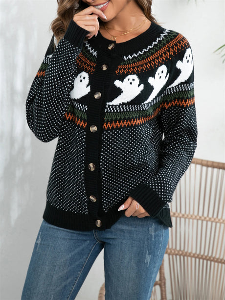 Halloween Ghosts Pumpkin Spice Cardigan