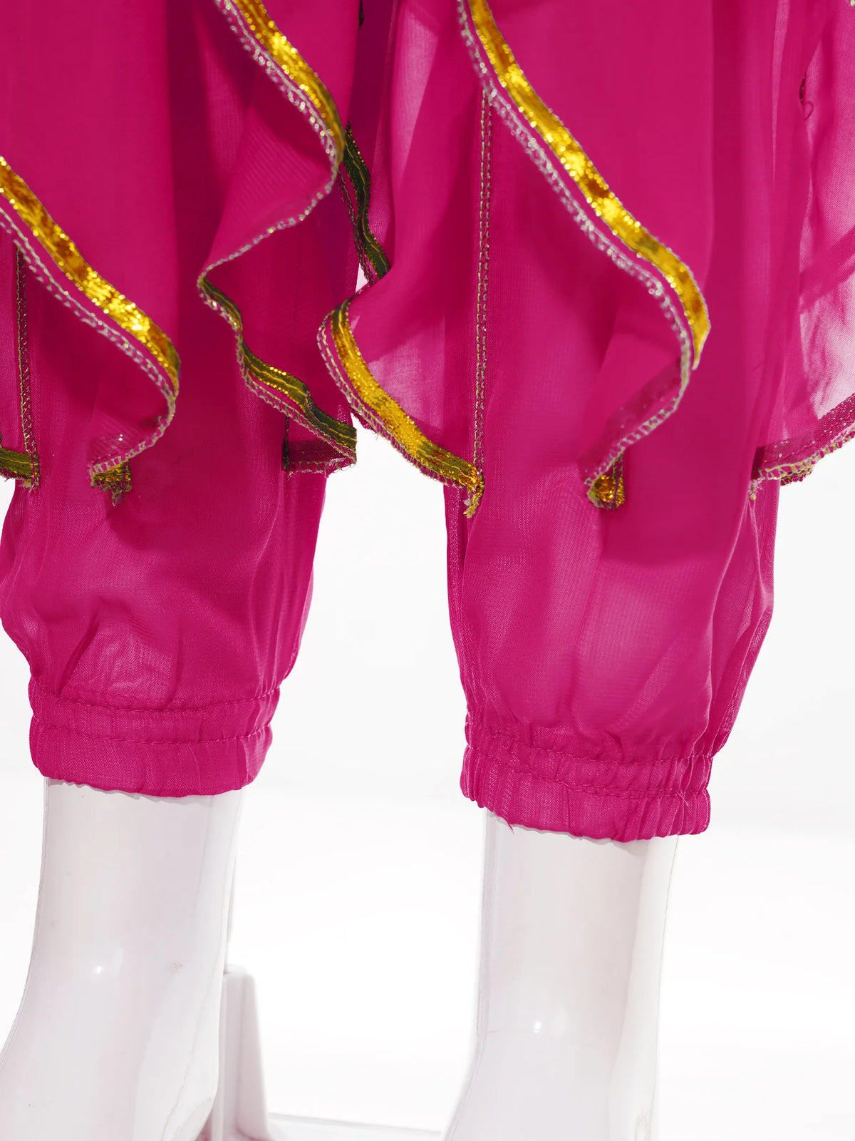 Girls Belly Dance Performance Outfit 4pcs Stage Costume Puff Sleeve Crop Top Ruffled Pants Hip Scarf Headscarf