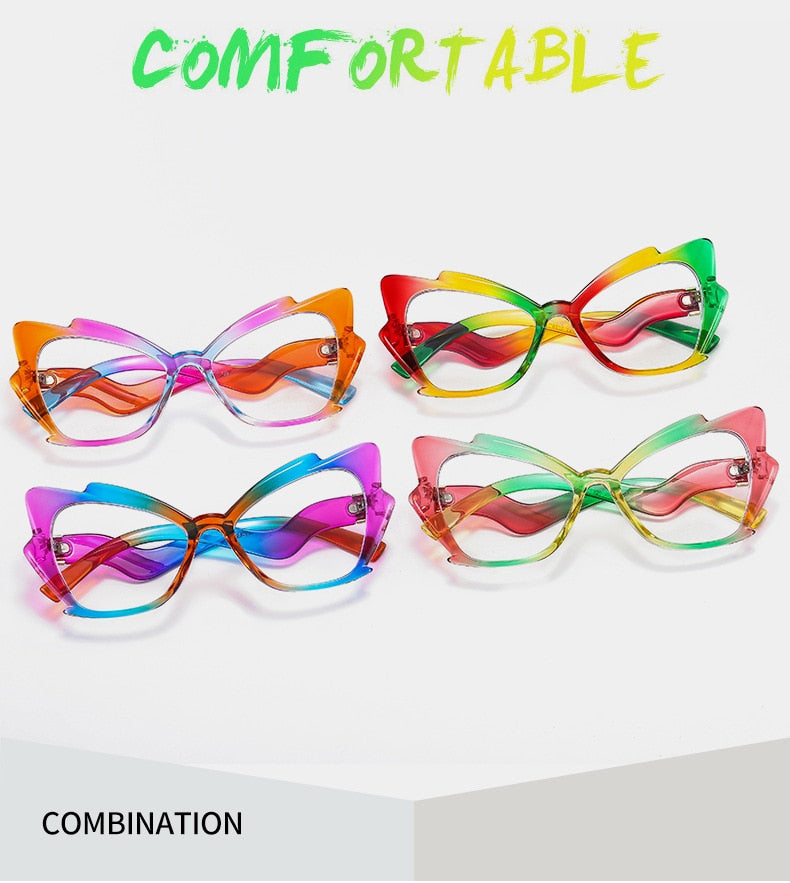 Blue Light Reading Glasses Butterfly Cat Eye Glasses Frame Clear Lens
