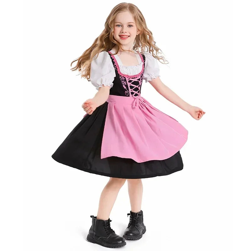 Girls German Dirndl Dress Oktoberfest Costume Witch Cosplay Costume