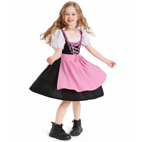 Girls German Dirndl Dress Oktoberfest Costume Witch Cosplay Costume