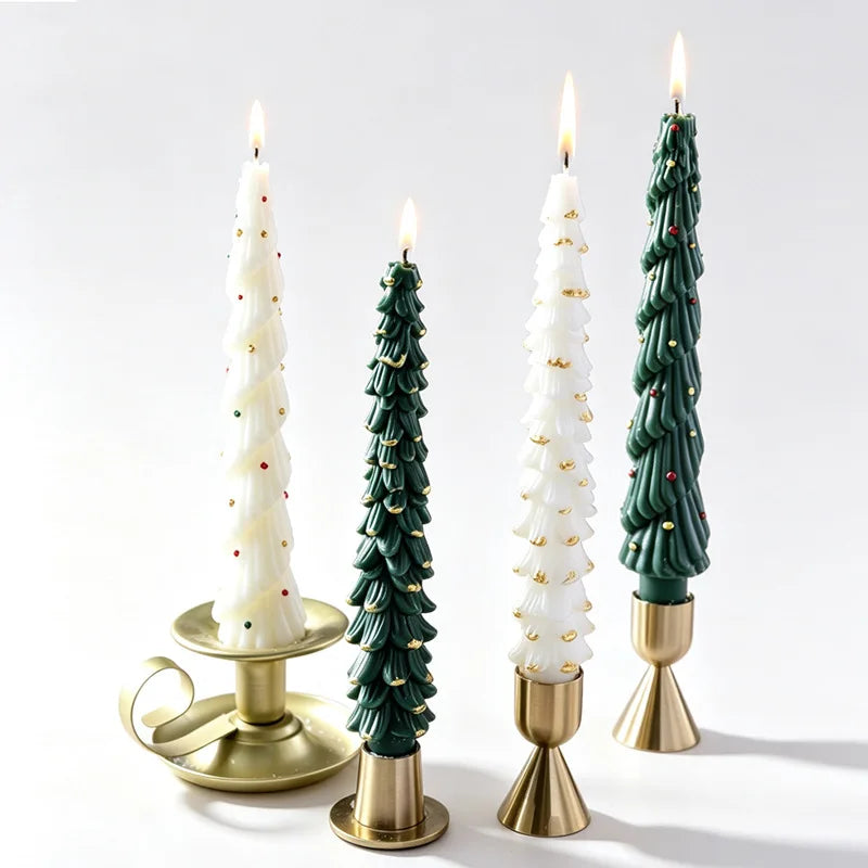 Christmas Tree Taper Candle Pine Tree Candlestick Xmas Dinner Table Decor