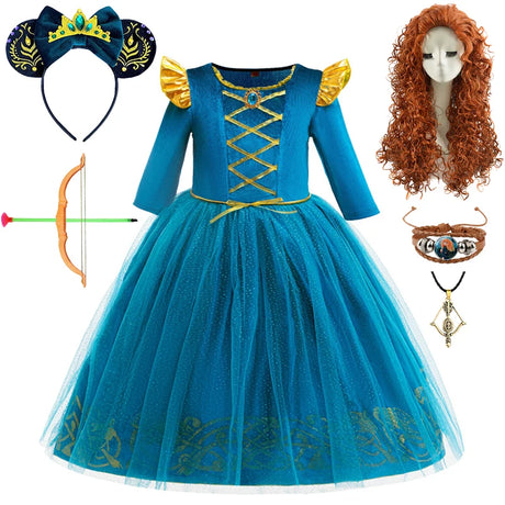 Halloween Cosplay Brave Princess Merida Dress Girls Costumes