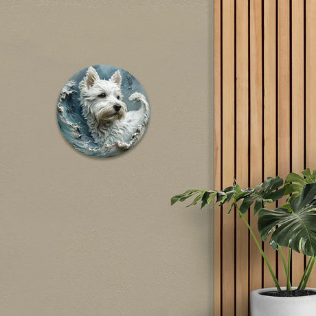 West Highland White Terrier 2D Printed Circular Metal Decorative Sign