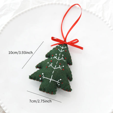 Handmade Embroidered Wool Felt Snowflake Heart Christmas Pendant Xmas Tree Hanging Ornaments