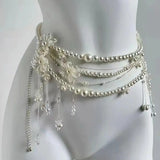 Multilayer Pearl Waist Chain Belt Body Jewellery