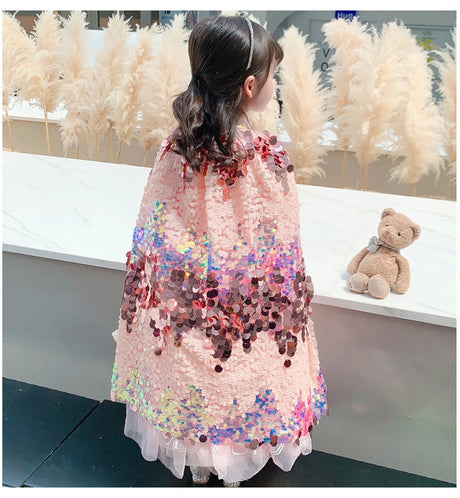 Shiny Rainbow Sequin Cloak Halloween Children's Dress Up Cape