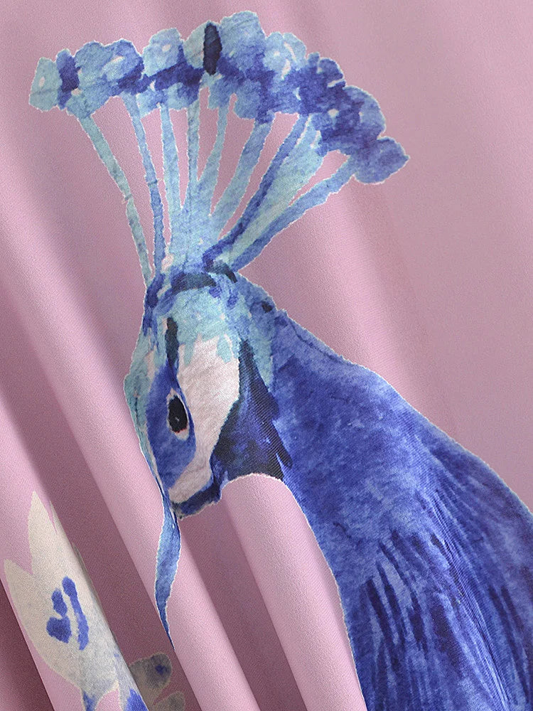 Peacock Floral Print Boho Kimono Cover-ups