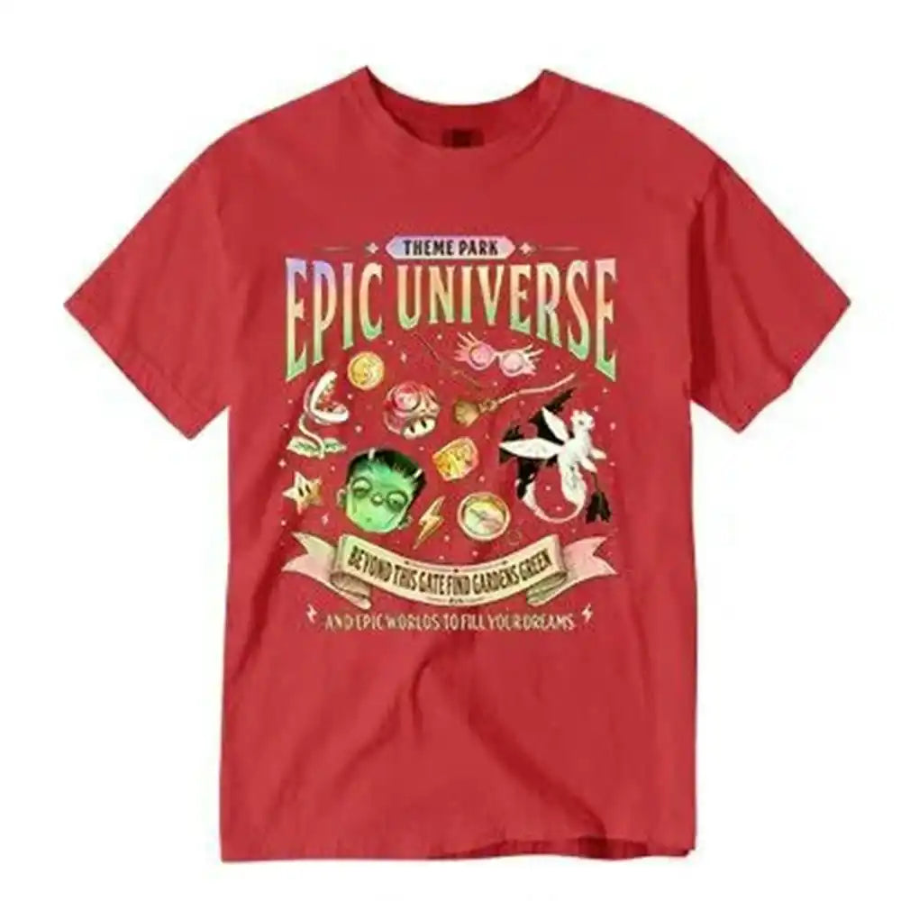 Epic Universe Unisex Tee Cotton T-Shirt Fantasy Family Theme Park Trip Orlando Park