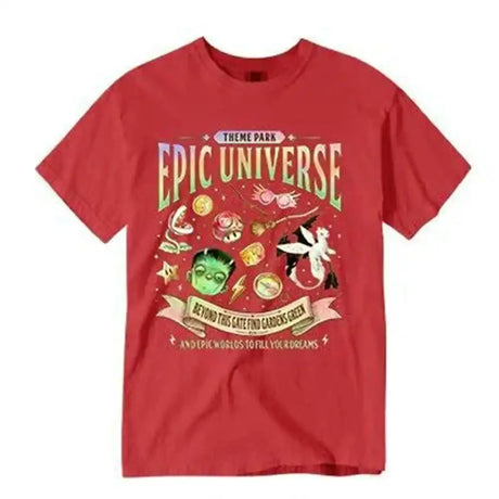 Epic Universe Unisex Tee Cotton T-Shirt Fantasy Family Theme Park Trip Orlando Park