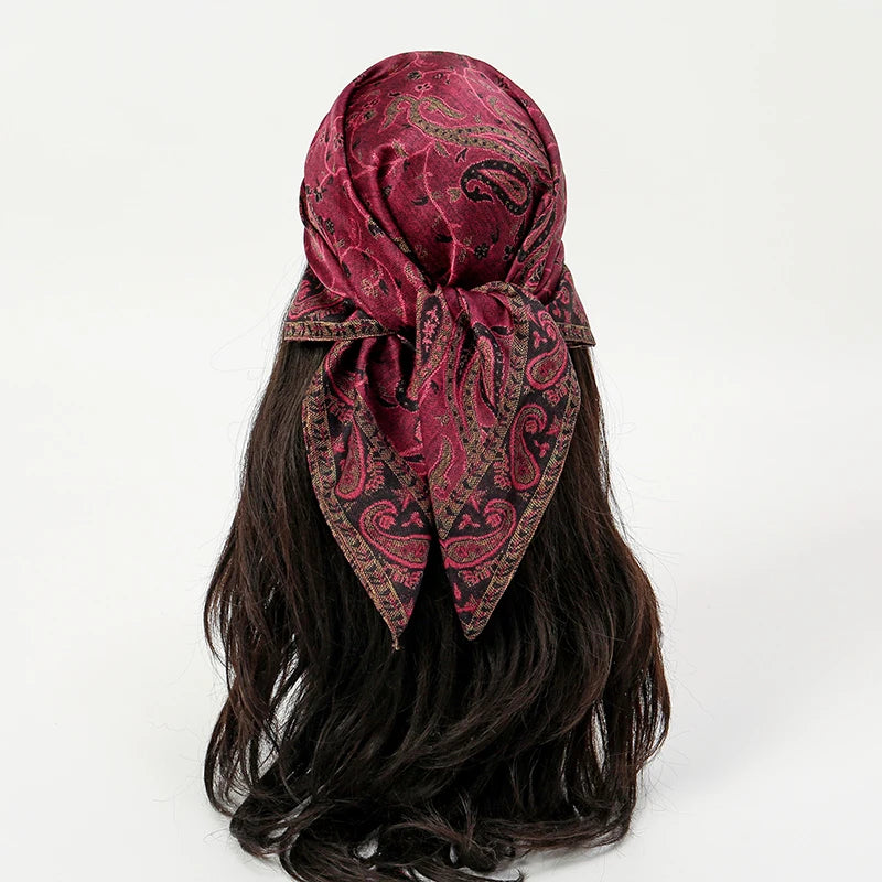 Paisley Print Scarf Square Bandana Neckerchief Hair Ribbon Headband Hair Accessories