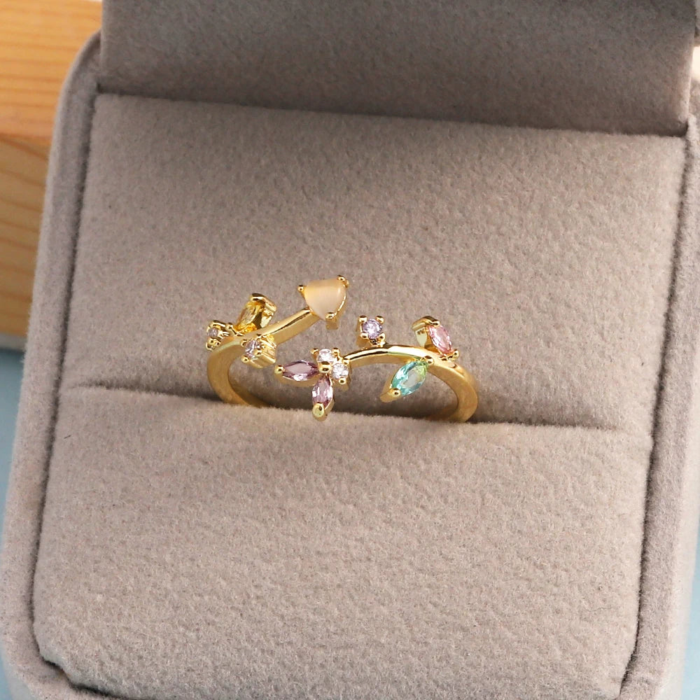 Sweet and Dainty Colourful Zircon Rings Gift Idea