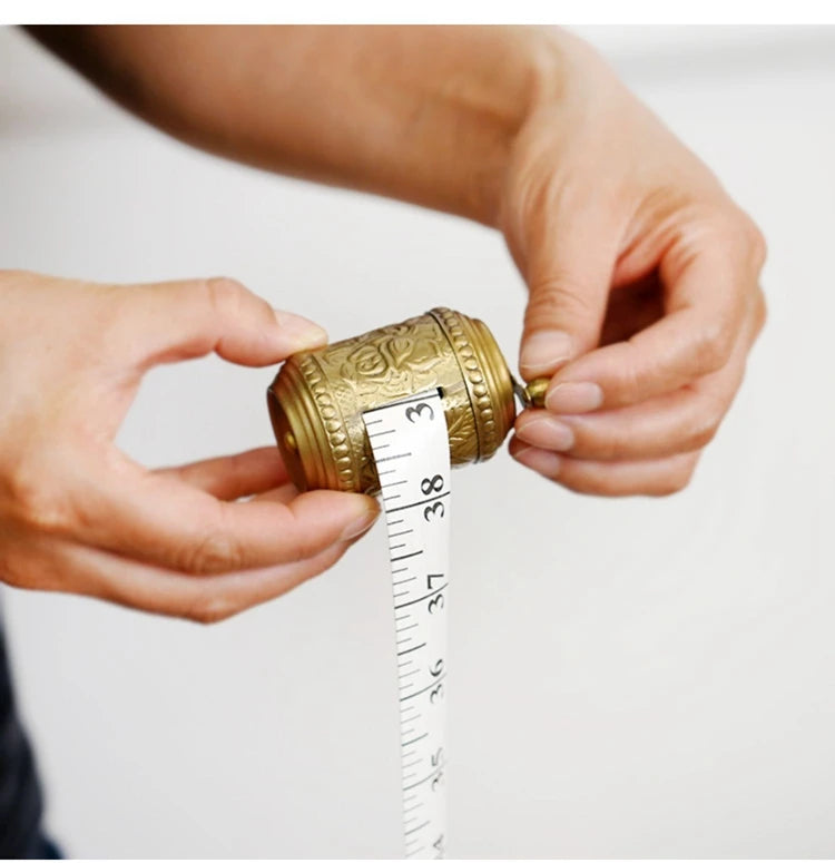 150cm Brass Floral Relief Hand-Cranked Tape Measure
