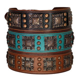 Genuine Leather Dog Collar 2inch Wide Rivets and Spikes Medieval Cosplay