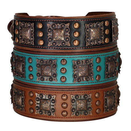 Genuine Leather Dog Collar 2inch Wide Rivets and Spikes Medieval Cosplay