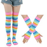 Rainbow Brite Striped Socks and Arm Warmer Gloves