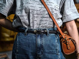 Shallee's Genuine Leather Women's Belt Pure Copper Button Western Cowboy Style