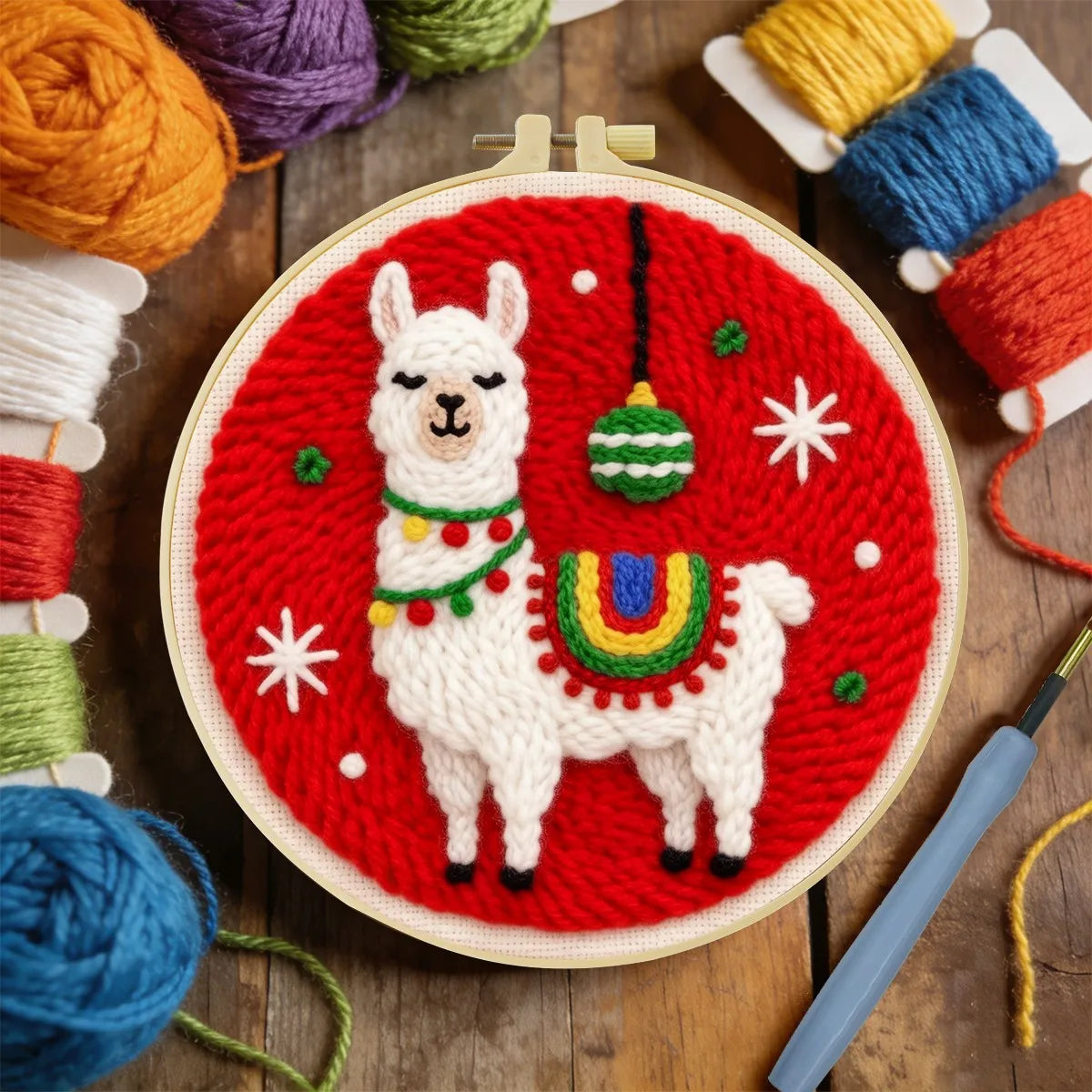 Christmas Alpaca DIY Needle-Punch Embroidery Set For Adult Beginner DIY Gift