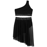 Girls Dance One Shoulder Crop Top Wrap Tutu Skirt Set