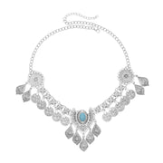 Kazakh Forehead Chain Silver Tassel Headband