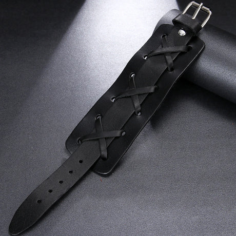 Genuine Leather Wristband Bracelet for Men Handmade Wrist Cuff