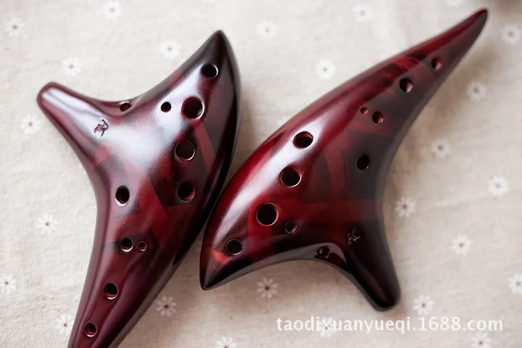 Zelda's Ocarina 12 Hole Ceramic Flute 12 Tones Alto C Ceramic Ocarina Musical Instrument with Song Book Neck String Neck Cord Carry Bag