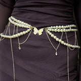 Multilayer Pearl Waist Chain Belt Body Jewellery