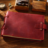 Stitched Genuine Leather Notebook 6 Colours Handmade Journal with Lock Blank Kraft Paper 200 Pages Sketchbook