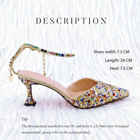 Diamond Confetti Pointed Shoes and Matching Bag Party Heels