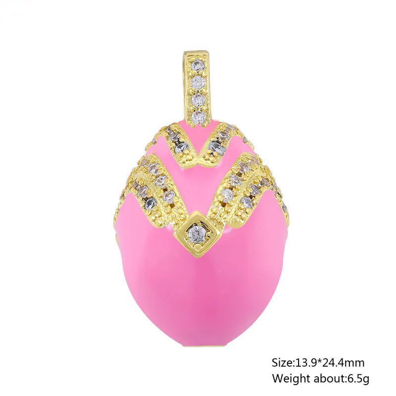 Enamel Easter Egg Pendants 18K Gold Plated Charms For DIY Earrings Necklaces Jewellery Making