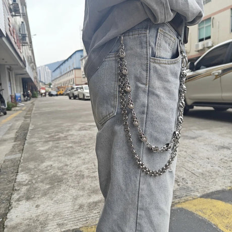 Skull Pocket Punk Wallet Chain Stainless Steel