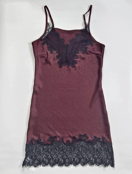 90s Lace Slip Dresses Vintage Silky Deep V-neck Dainty Punk Rock Grunge