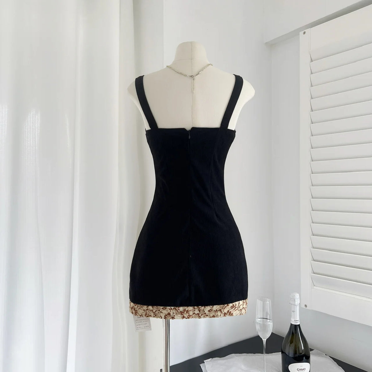 French Wench Black Lace-up Lace Mini Dress