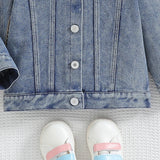Cousin Crew and Sisters Letter Printed Denim Jackets for Girls