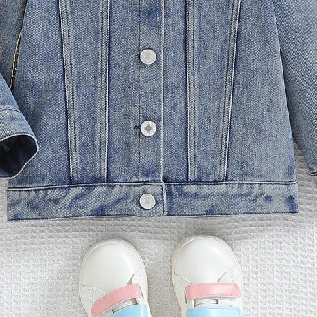 Cousin Crew and Sisters Letter Printed Denim Jackets for Girls