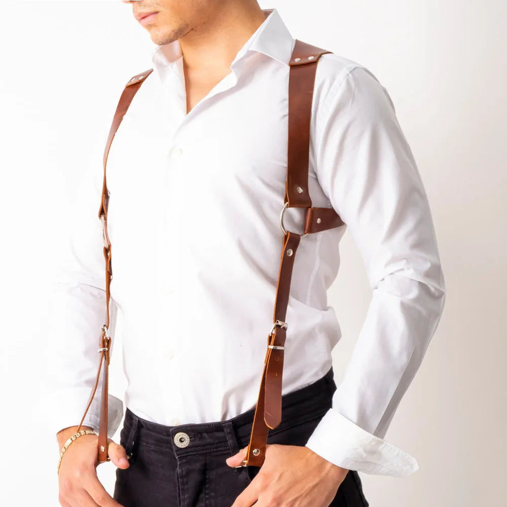Men's Leather Bracers Harness Suspender Belts