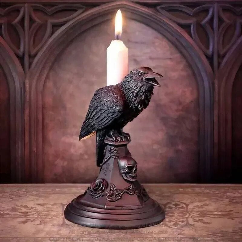 Gothic Candle Holders Raven, Owl, Bat, Wolf, and Cat Black Home Decor –  Woodland Gatherer
