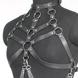 Rib Cage Harness Chest Body Harness Gothic Punk Faux Leather & Chains