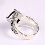 Token of the Wyverns S925 Sterling Silver Ring Ancient Pattern Rhombus Purple Zircon