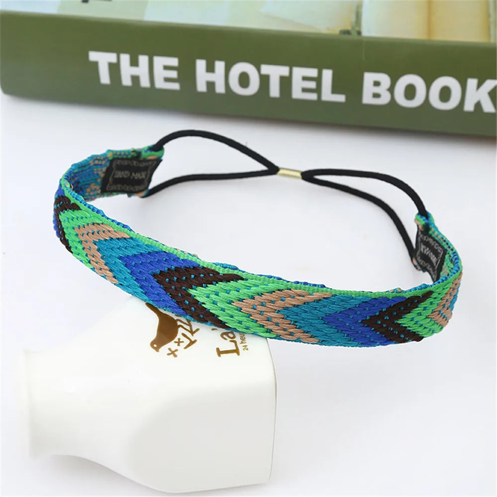 Boho Colourful Braided Headbands Vintage Non Slip Elastic Hairband Hair Accessories