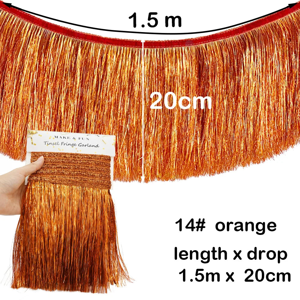 1.5m Gorgeous Fringe Tassel Banner Party Foil Garlands Wall Ceiling Decoration