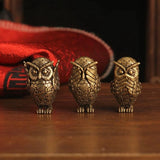 See No Evil, Hear No Evil, Speak No Evil Brass Owl Statues Tea Pets