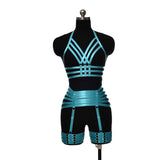Pearlescent Colours Body Harness Body Cage Garter Belt Harness Full Set